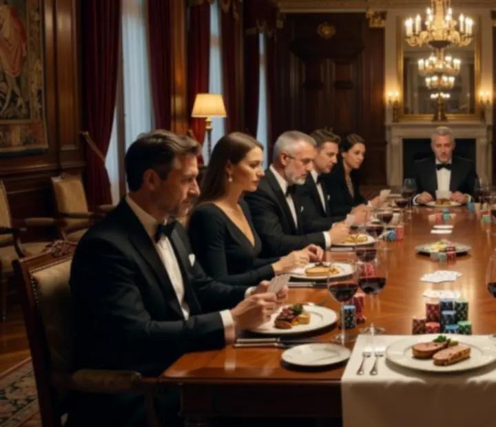 Elegáns póker vacsora gyertyafényes asztalokkal